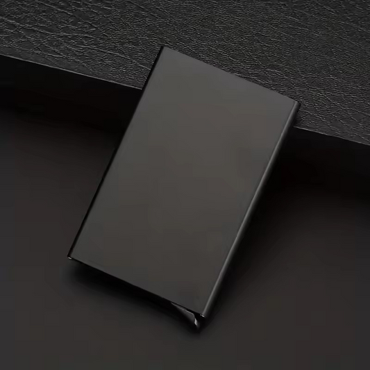 metallic RFID protection black smart card holder