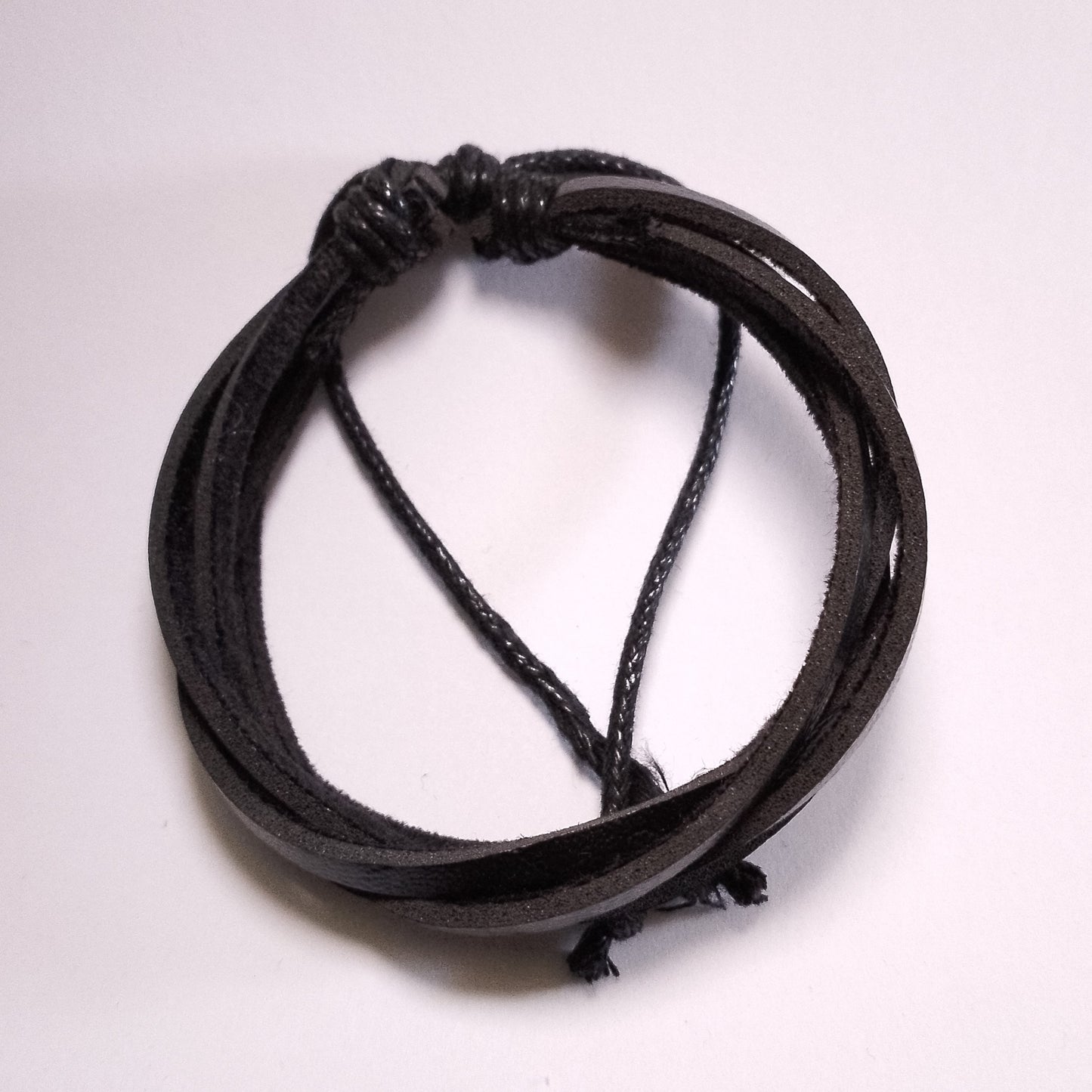 Sleek black leather bracelet for men, stylish Kenyan handmade jewelry