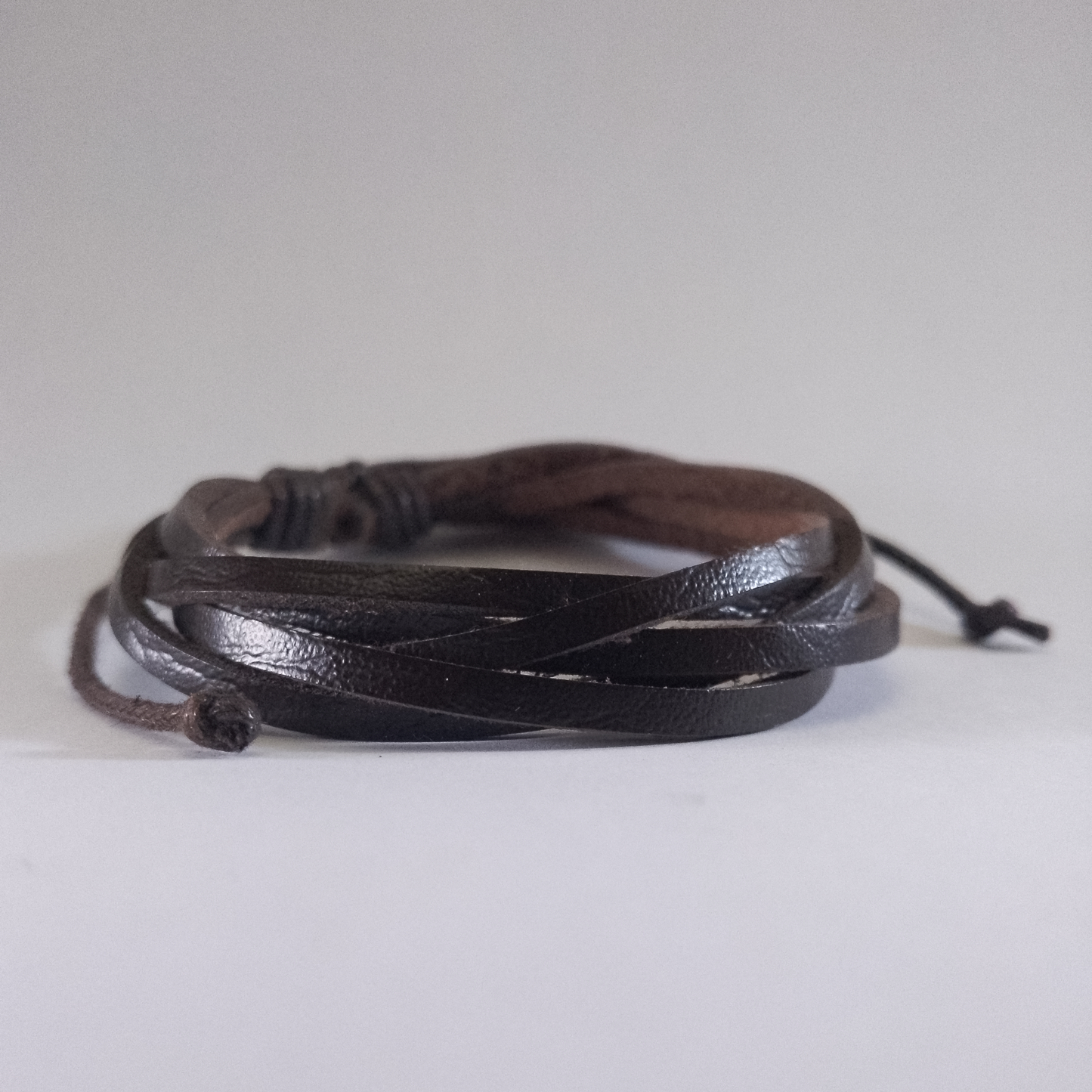 Handmade brown corded leather bracelet for men, stylish Kenyan accessory