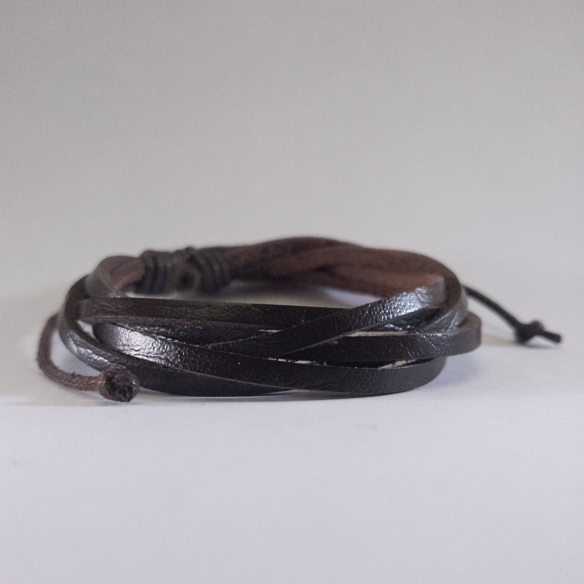 Handmade brown corded leather bracelet for men, stylish Kenyan accessory