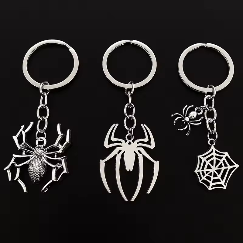 Spider Silver Metallic keychains of three different designs